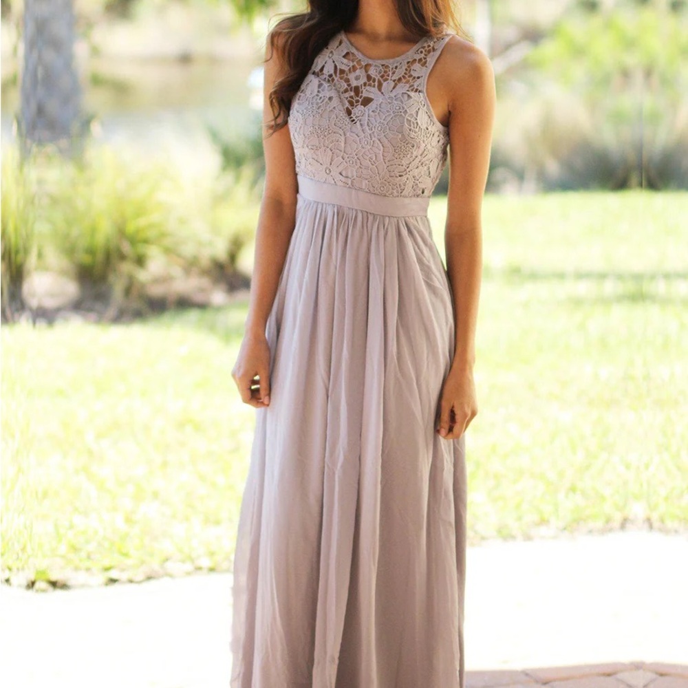 Gray Lace Maxi Dress